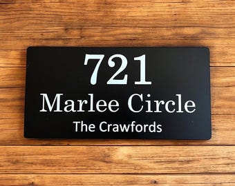 Custom Engraved Metal Address Plaque – Personalized House Numbers & Family Name Sign – Outdoor Durable, Multi Sizes