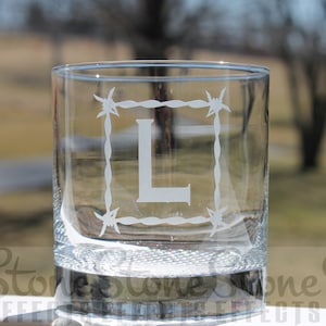 Etched Whiskey Glass, Monogram Whiskey Glasses, Personalized, Etched ...