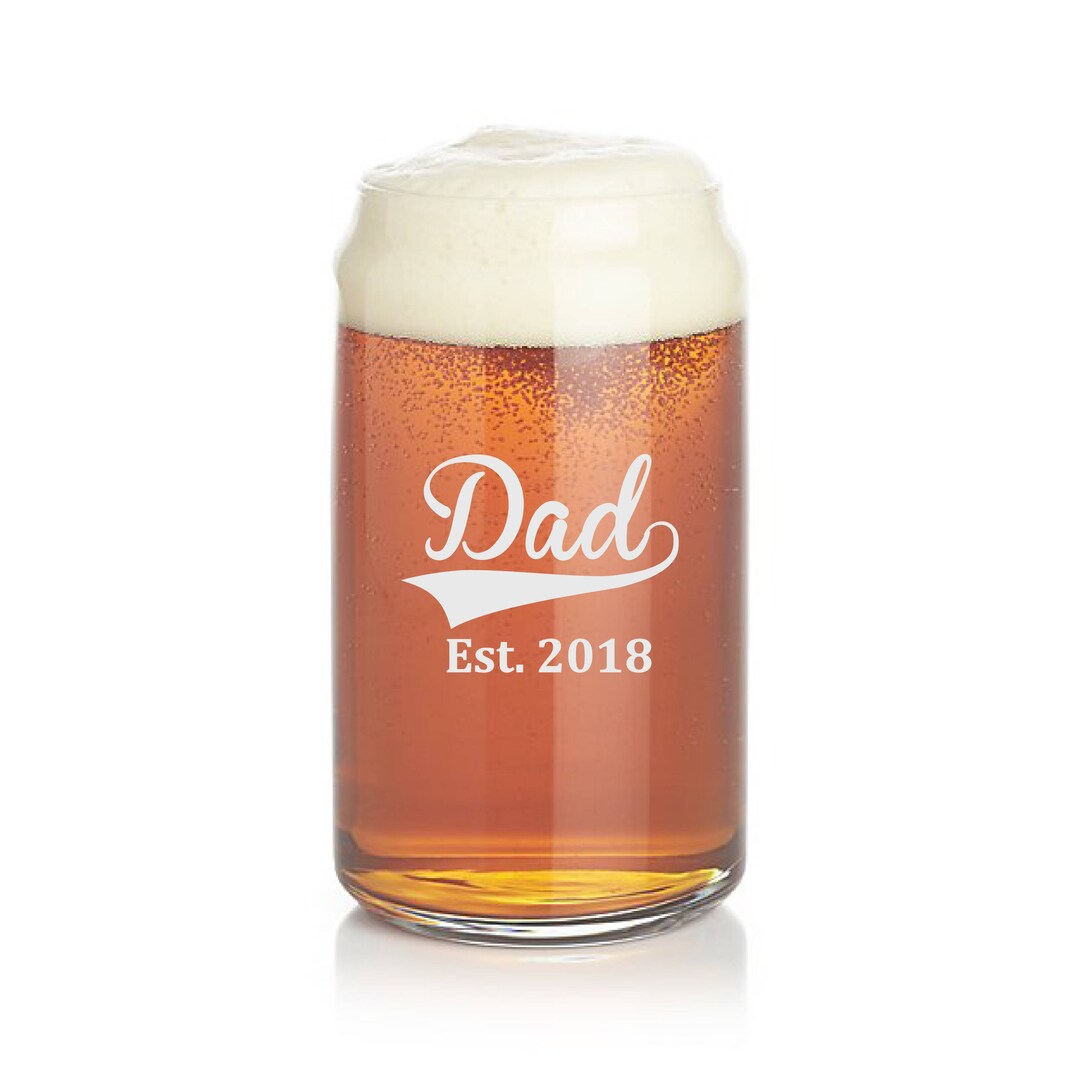 Beer Glass, Dad Established, Beer Can Glasses, Etched Beer Glass, Beer Glasses, Personalized