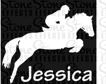 Personalized Horse Jumping Decal: Outdoor Vinyl Sticker