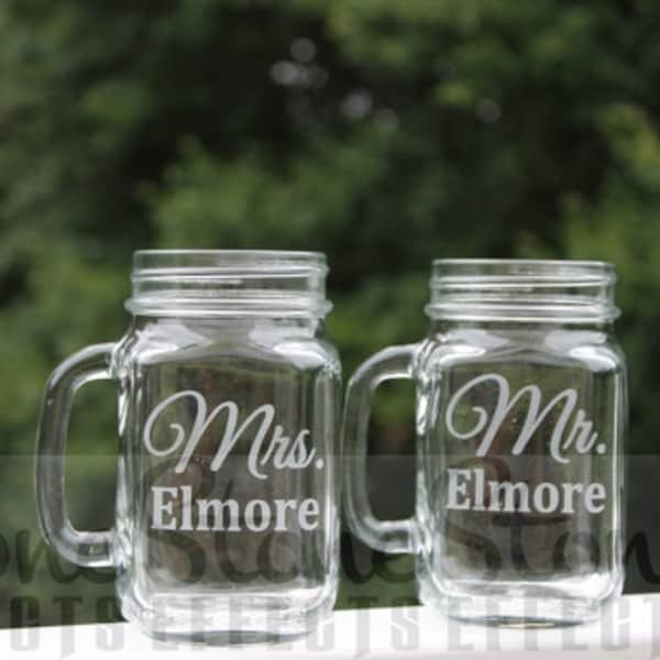 Mr and Mrs Mason Jar Etsy