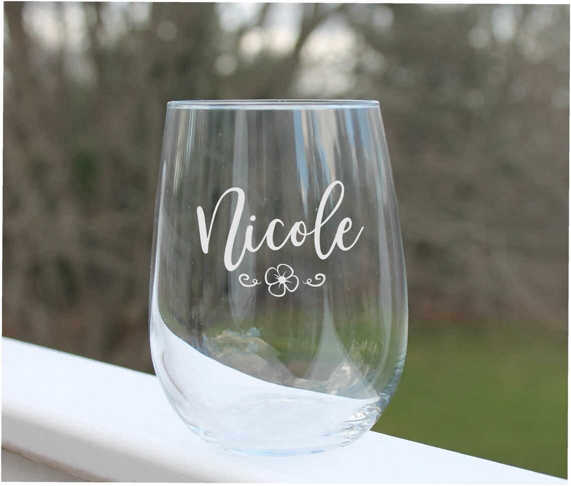Personalized Wine Glasses Etched Wine Glass Stemless Wine Etsy