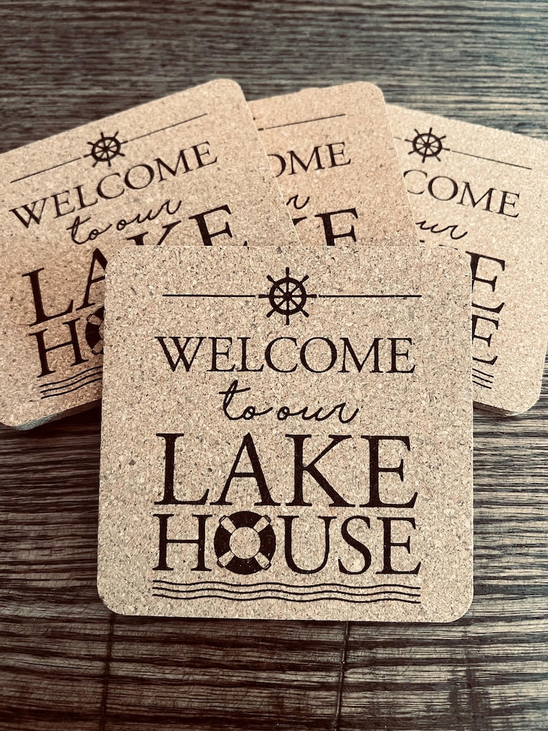 Stone Effects Molds Lake House Cork Coaster