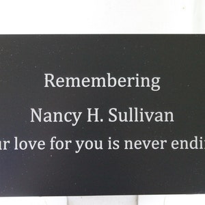 engraved memorial plaque, memorial tree marker, metal plaques, memorial garden image 3