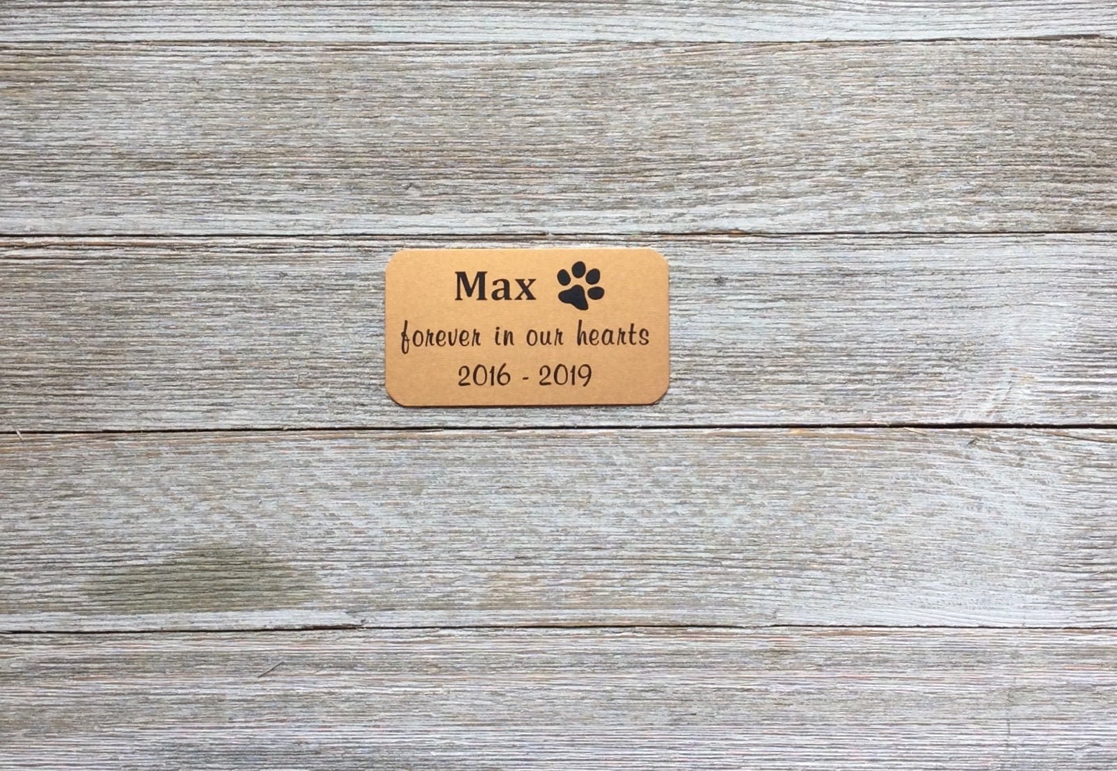 metal name plate, engraved metal plate, pet memorial, urn, metal name