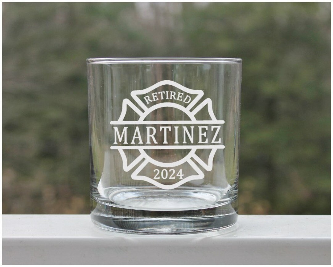 Retirement Glass Firefighter Retirement Glass, Etched Whiskey Glass, Retirement Gifts ...