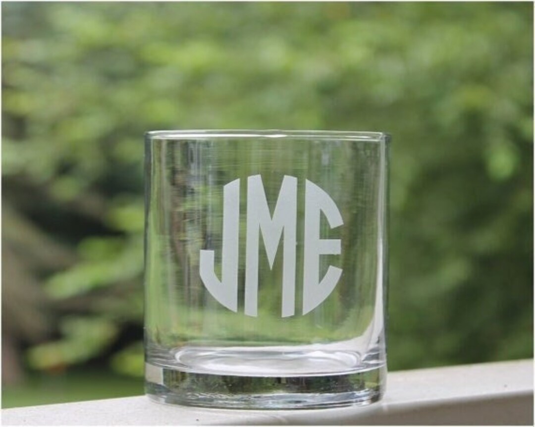 Personalized Monogram Whiskey Glass: Etched Initial Rock Glass - Etsy