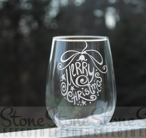 Christmas Wine Glasses, Etched Stemless Wine Glasses, Christmas, Wine  Glasses, Stemless Wine Glass, Etched 