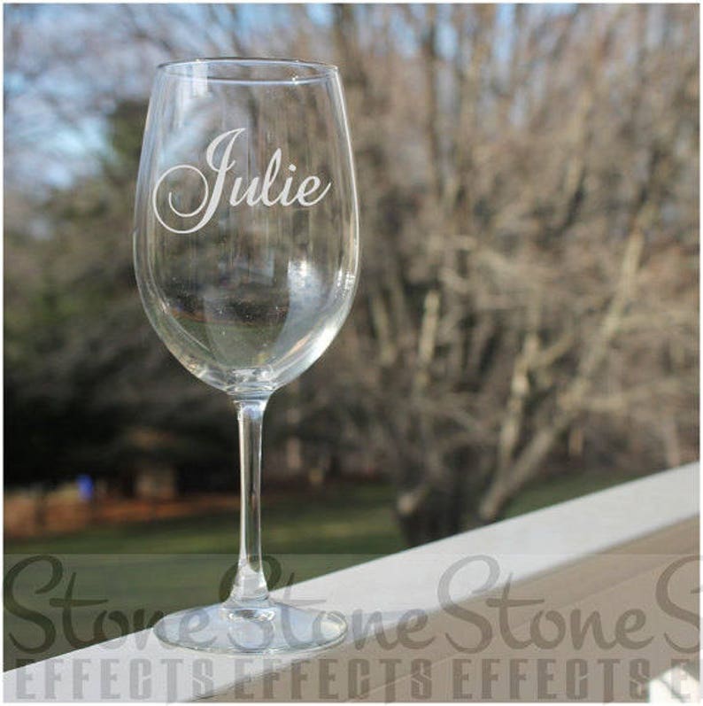 Personalized Wine Glasses, wine glasses with name, personalized wine glass with stem, Etched wine glasses, custom wine glasses image 1