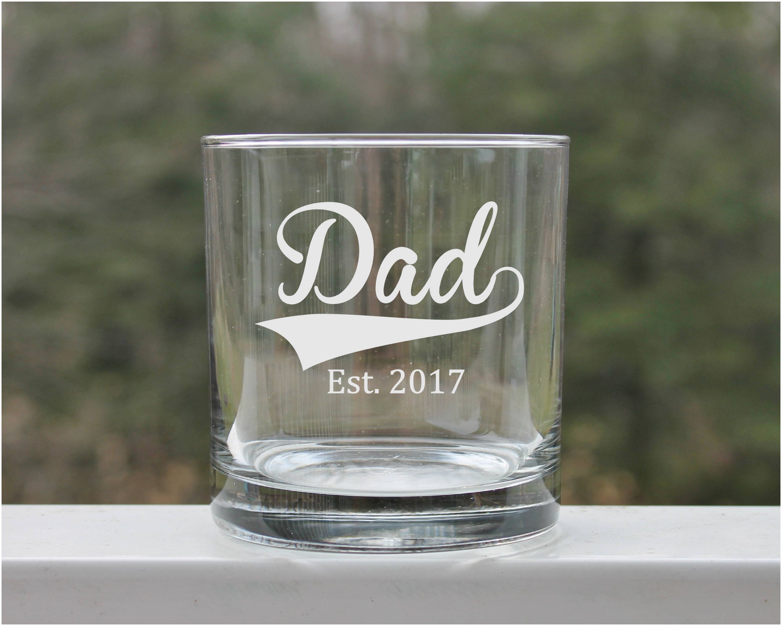 Dad Whiskey Glass Etched Whiskey Glass Whiskey Glasses Gift Etsy