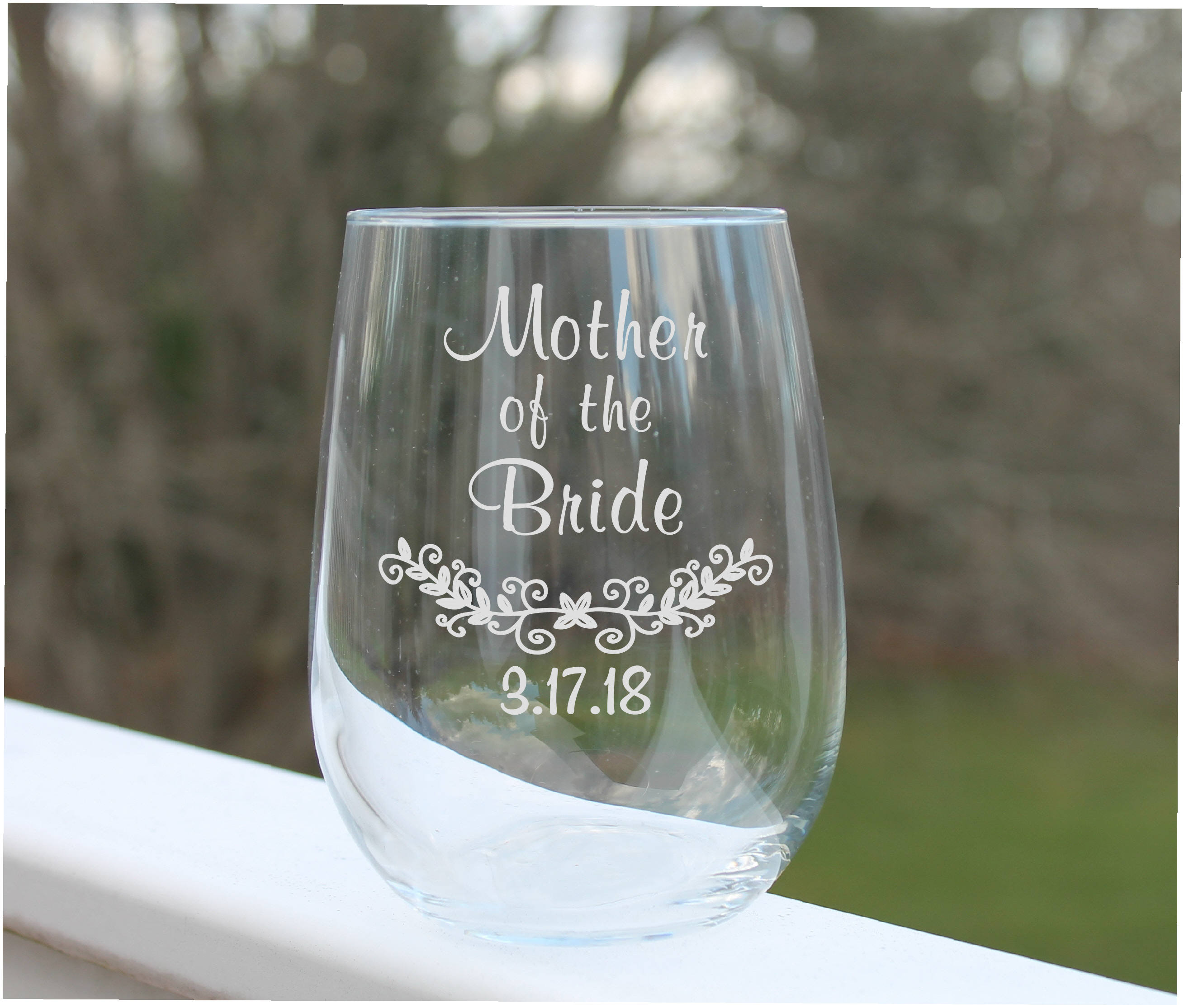 Wine Glasses Mother Of The Bride Engraved Stemless 50