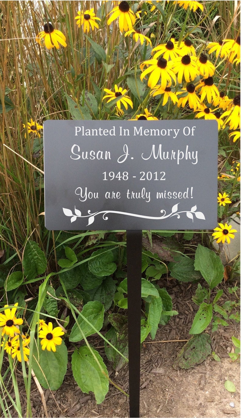 engraved memorial plaque, memorial tree marker, metal plaques, memorial garden image 2