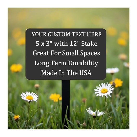 Custom Engraved Metal Garden Sign with Stake: 5x3" Plaque