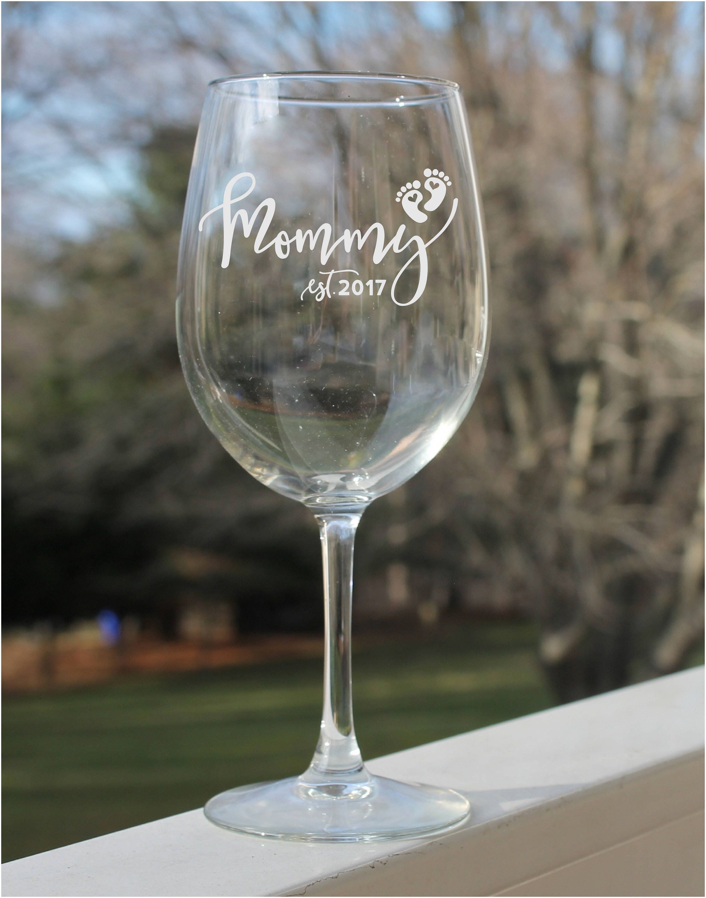 Wine glass engraved new mom wine glasses gift for mom Etsy