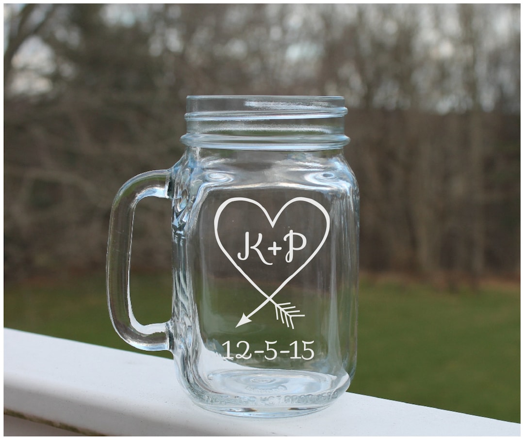 Engraved Mason Jar Mug, Personalized Mason Jar, Wedding Mason Jars ...