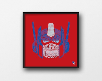 オプティマスプライムの名言ポートレートポスターアート、トランスフォーマーアート、ポップアート、名言アート、ウォールアート