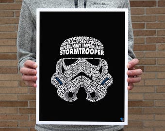 Stormtrooper pop-art poster - Star Wars film woordkunst Darth Vader schurk Sci-Fi Dark Side Darth Sidious Luke Skywalker prinses Leia
