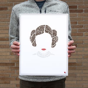 Princess Leia Word Art - Princess Leia Minimalist Art - Star Wars Modern Art - A New Hope Word Art - Leia Art - Princess Leia Buns