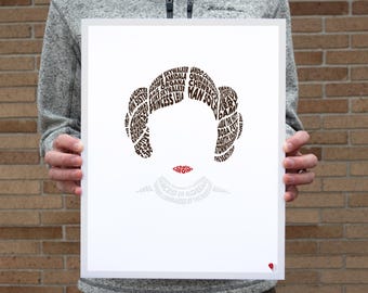 WordArt Princess Leia - Minimalist Art Princess Leia - Star Wars Modern Art - Woordkunst A New Hope - Leia Art - Princess Leia Buns