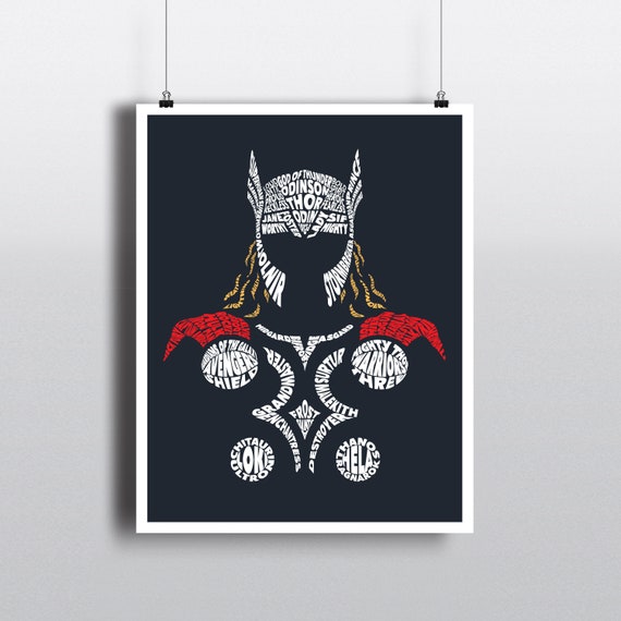 Thor Word Art no Signature Thor Pop Art Marvel Pop Art Avenger Art Loki  Boys Superhero Art Thor Art Son of Odin Thor Poster - Etsy UK