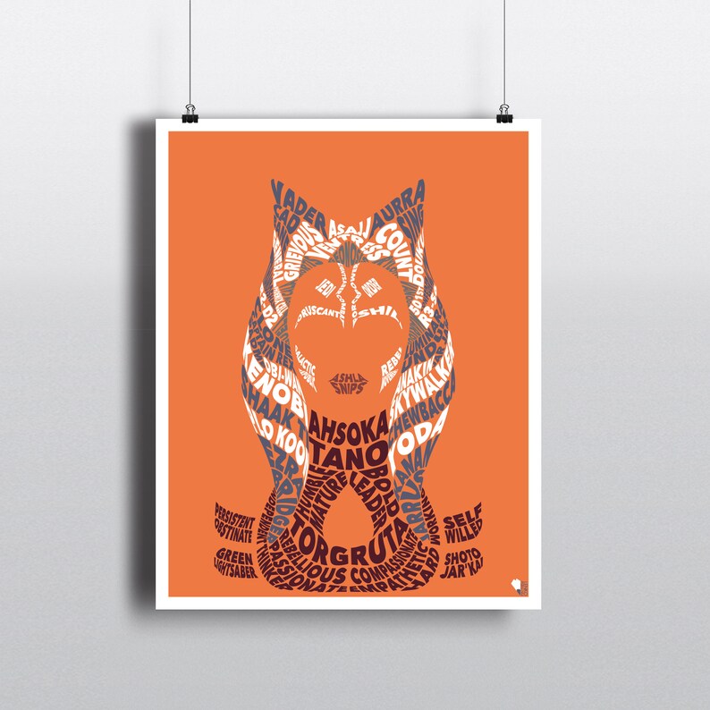 WordArt Ahsoka Tano - Ahsoka minimalistische kunst - Star Wars moderne kunst - The Clone Wars WordArt - Ahsoka Art - Jedi Art afbeelding 2