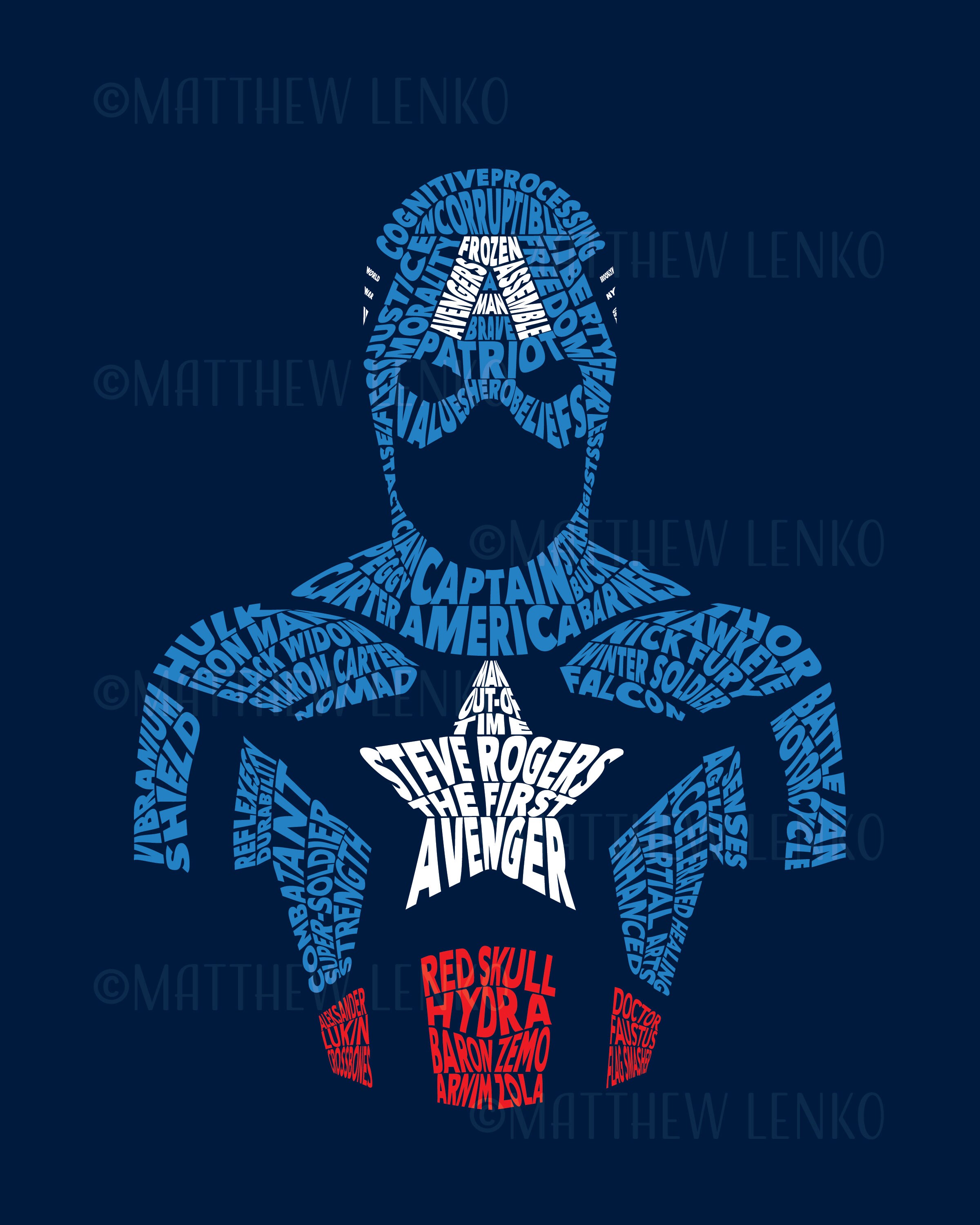 Captain America Word Art (no Signature) - Marvel Word Art