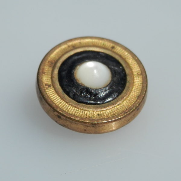 1800s Antique Metal MOP Button