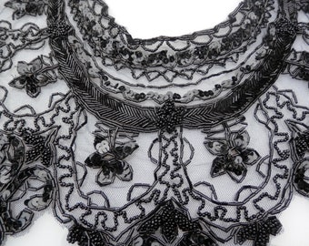 Vintage Stunning Beaded Sequined Lace Collar