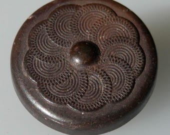 Antique DATED 1851 Goodyear Rubber Floral Button