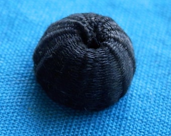 PAIR Hand Made Antique Thread Black Buttons