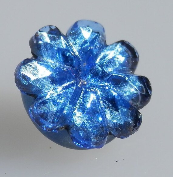 Vintage Blue Glass Mirror Backed Flower On