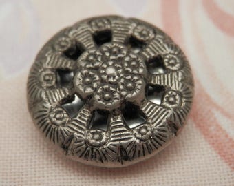 Lot De 6 Gros Boutons Vintage En Métal Argenté - Diamètre 2,5 Cm - Réf. 1558 - Occasion
