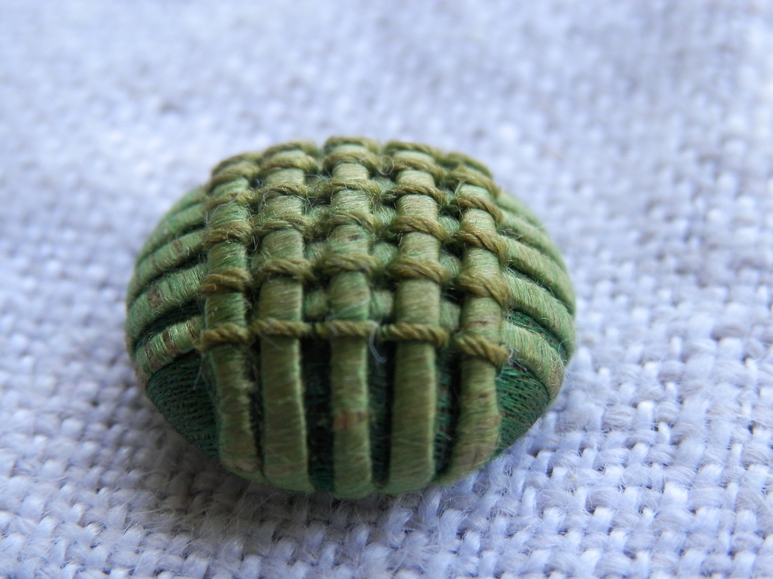 Antique Thread Green Silk Button | Etsy