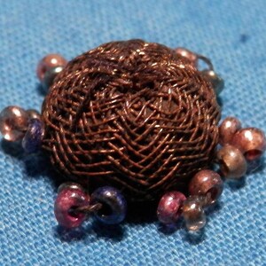 Antique RARE Beaded Metallic Thread Button