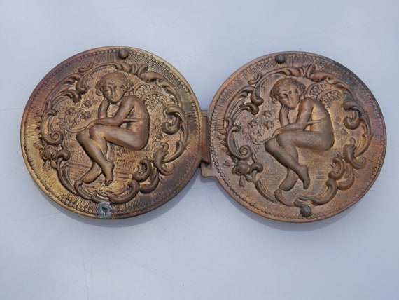 CHERUBS ART NOUVEAU Antique Brass Buckle - image 4