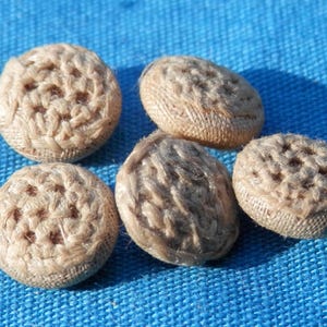SET FIVE Hand  Made Vintage Woven Thread Buttons