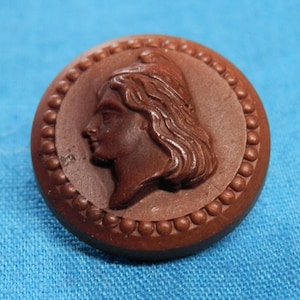 Antike 1851 seltene Brown Goodjahr BACKMARKED datiert Gummiknopf