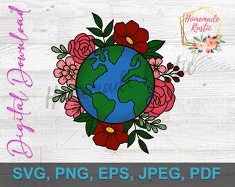 Plik cyfrowy - Pełnokolorowy projekt świata kwiatów. SVG PDF PNG eps jpeg. Do druku, sublimacji, użytku cyfrowego