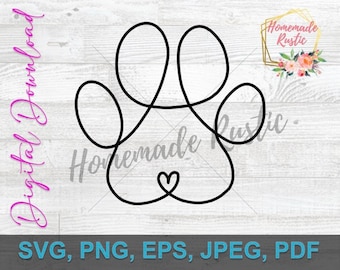 Plik cyfrowy - Ciągły wzór łapy i serca. Projekt w stylu tatuażu. SVG PDF PNG eps jpeg. Do grawerowania laserowego, glowforge, cricut