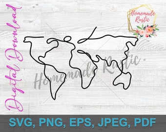 Plik cyfrowy - Połączona mapa. Projekt tatuażu w stylu Line Art. SVG PDF PNG eps jpeg. Do grawerowania laserowego, glowforge, cricut