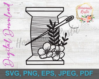 Plik cyfrowy - Nici i kwiaty, projekt linii sztuki tatuażu. SVG PDF PNG eps jpeg. Do grawerowania laserowego, glowforge, cricut