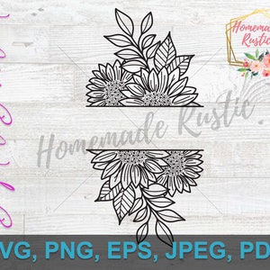 Digital File - Sunflowers - Line Art Floral Tattoo Style Design. SVG PDF PNG eps jpeg. For laser engraving, glowforge, cricut - flowers