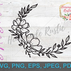 Digital File - Floral - Line Art Floral Tattoo Style Design. SVG PDF PNG eps jpeg. For laser engraving, glowforge, cricut - flowers