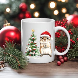 Weihnachtseichhörnchen-Keramikbecher, Feiertagskaffeetasse, festliche heiße Kakaotasse, niedliche Weihnachtsteebecher, saisonale Geschenkidee