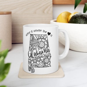 État de l'Alabama - Carte de l'État, 50 États, tasse historique, tasse patriotique, tasse d'État, souvenir d'État, tasse d'État des États-Unis
