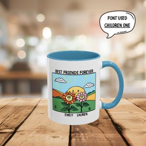 Personalized Best Friends Forever Coffee Mug, Gift for BFF, Tea Mug for Best Friend, Thoughtful Friendship Gift Mug, Customizable Coffee Mug