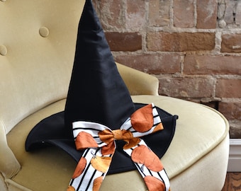 Girls Witch Hat: Handmade Cotton Costume, Halloween Photo Prop