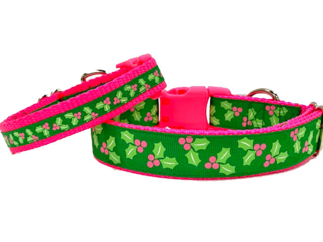 Holly Dog Collar Christmas Dog Collar Winter Dog Collar Etsy