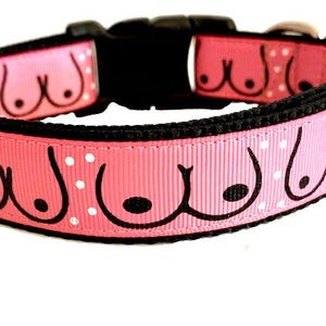 Boob Dog Collar, Breast Dog Collar, Breast Cancer Dog Collar, Funny Dog Collar, Adult Content