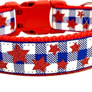 4th of July Dog Collar, USA Collar, Pet Collar, Patriotic Cat Collar, Red White Blue
